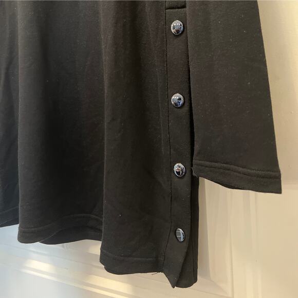 Ideology Women’s Long Sleeve Crew Neck Side-Snap Casual Tunic Top Size‎ L Black - Picture 6 of 7